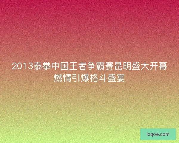 2013泰拳中国王者争霸赛昆明盛大开幕燃情引爆格斗盛宴