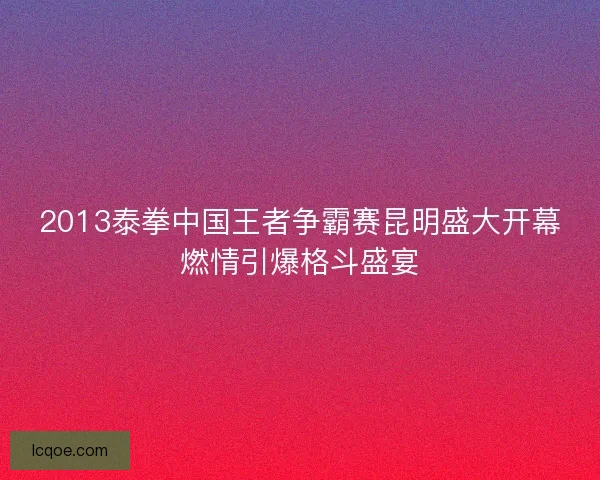 2013泰拳中国王者争霸赛昆明盛大开幕燃情引爆格斗盛宴